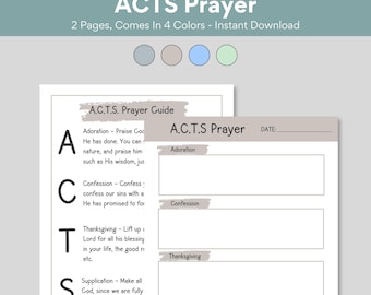 ACTS Prayer Guide Template New Christian Bible Study Worksheet Daily Devotion Journal Digital Simple Bible Study Guide Scripture Study Aid