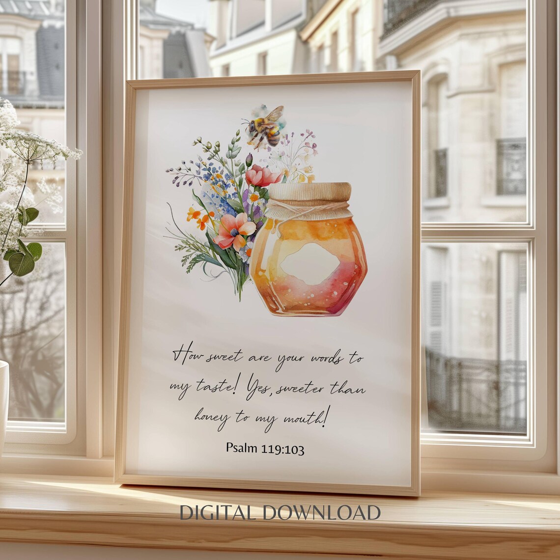 Scripture Withbees Honey Bee Bible Verse Poster Nature Honeybee Floral Wall Art Bumble Bee ...