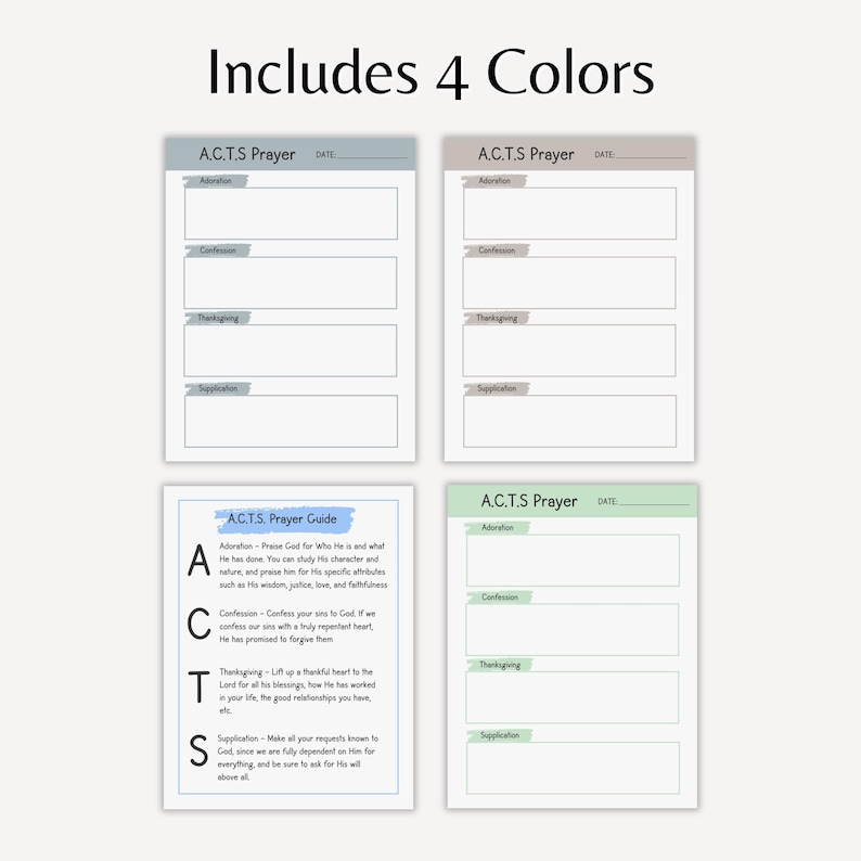 ACTS Prayer Guide Template New Christian Bible Study Worksheet Daily ...