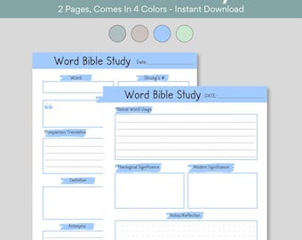 Word Bible Study Template Printable Christian In-Depth Scripture Study Resource Biblical Word Study Deeper Scripture Research Tool Study Aid