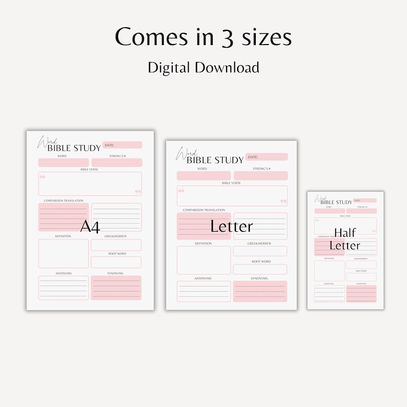Word Bible Study Worksheet Digital Christian In-depth Scripture Study ...