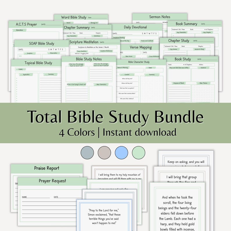 Bible Study Bundle Group Study Worksheet Printable Bible Study Guide Bible Journaling Kit Digital