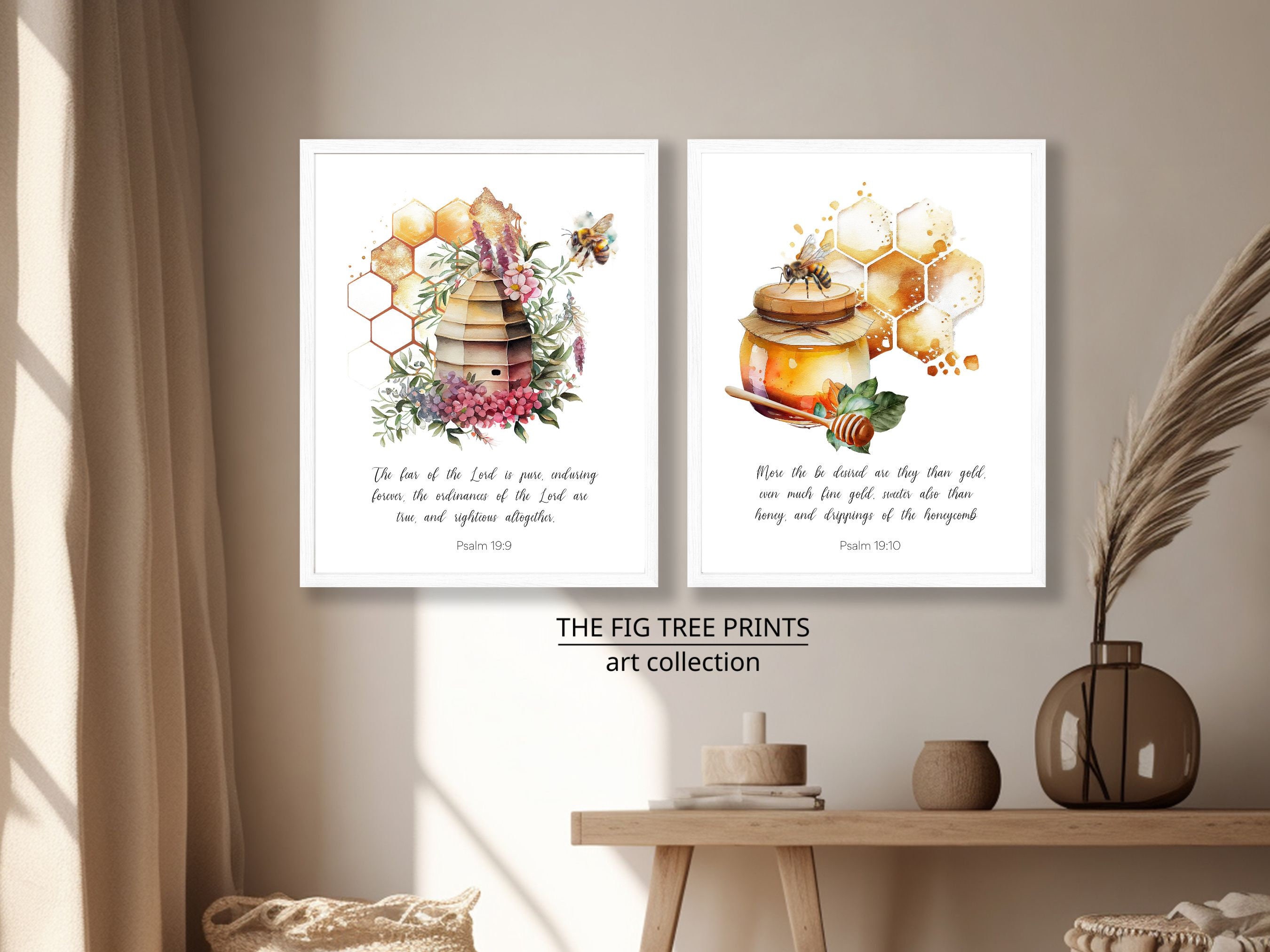 Set of 2 Beehive Wall Decor Bible Verse Honey Bee Wall Art - Etsy