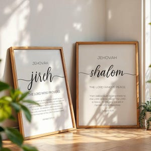 Bible Verse Gallery Names of God Set of 6 Christian Wall Art Typography ...