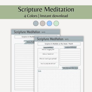 Hoja de meditación de las Escrituras Tabla de versículos bíblicos para memorizar Nota de estudio bíblico Devocionales cristianos Diario bíblico digital para grupos pequeños Goodnotes