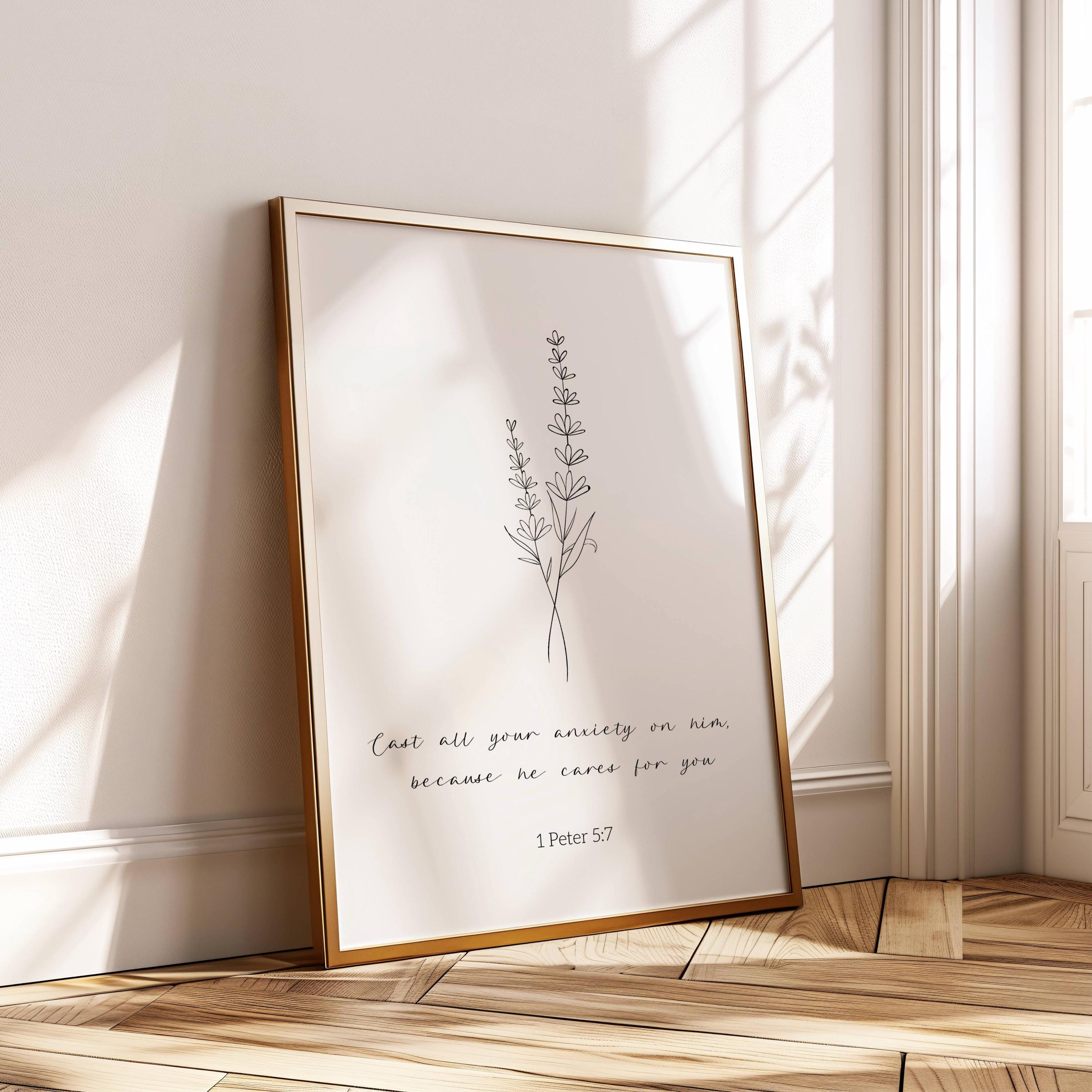 Minimalist Christian Line Art Bible Verse Print Modern Aesthetic ...