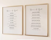 Names Of God Set of 2 Wall Art Christian Minimalist Home Decor Scripture Modern Aesthetic Bedroom Art Sign Faith Printable Typography Poster