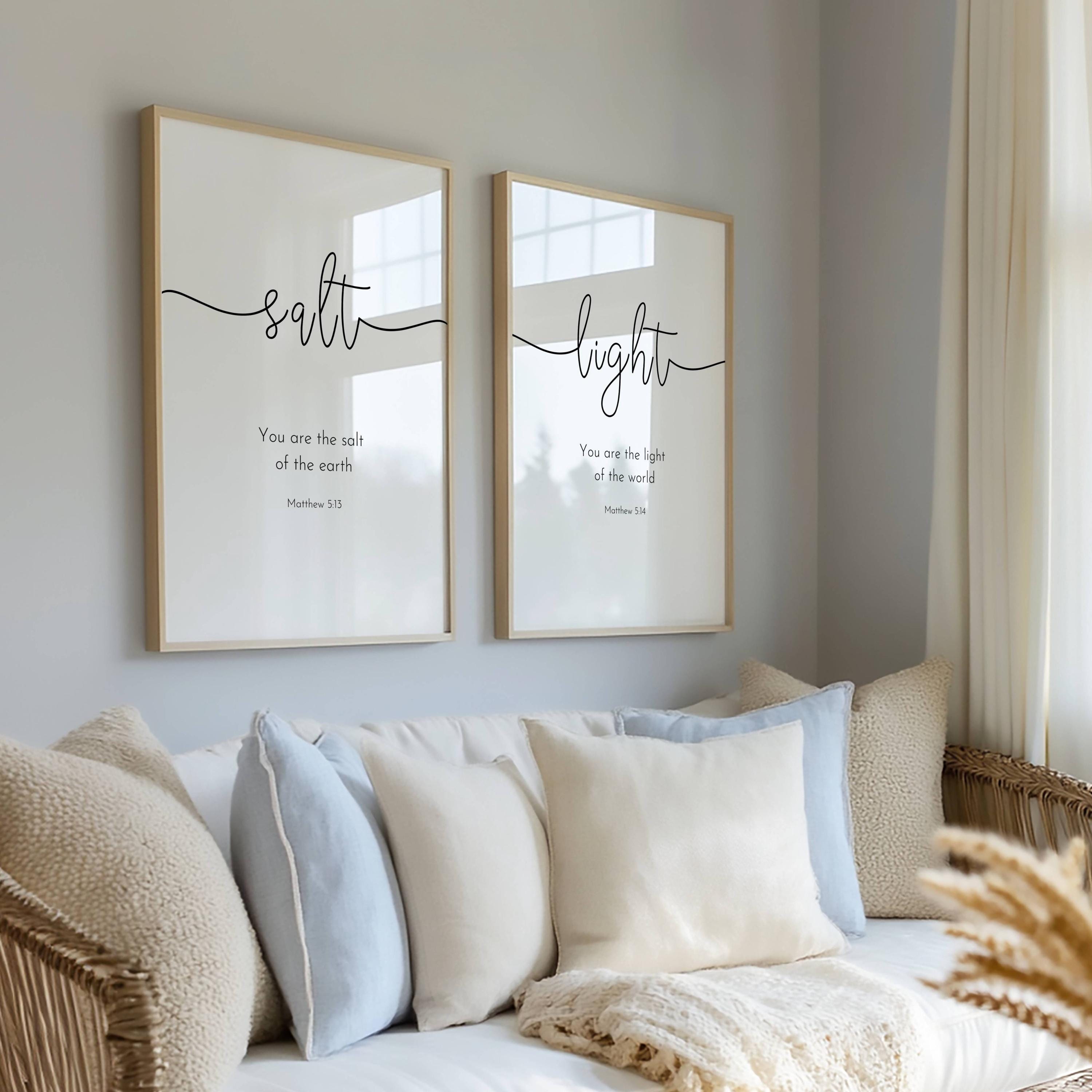 Set of 2 Bible Verse Wall Art Living Room Christian Line Art Office ...