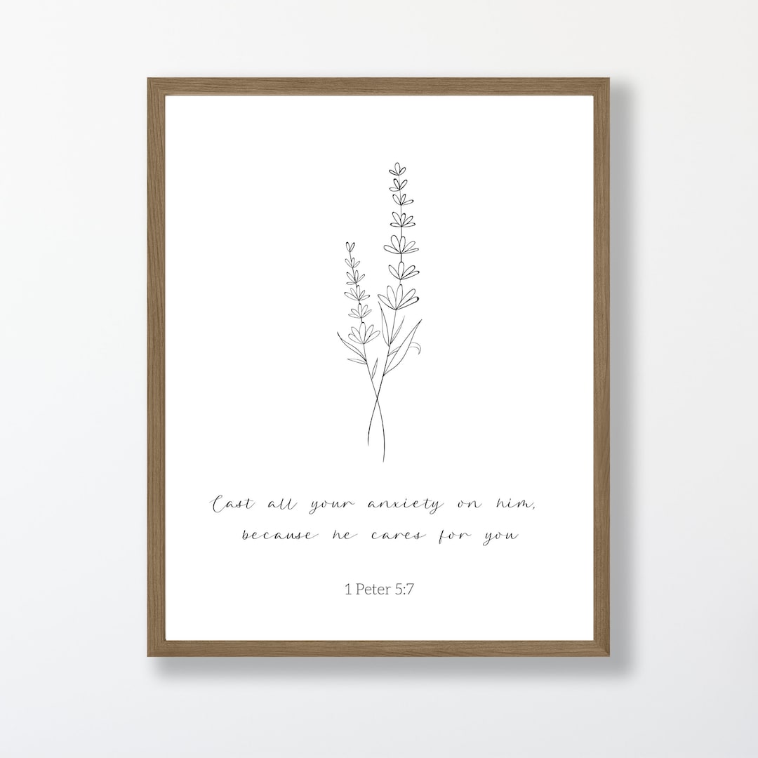 Minimalist Christian Line Art Bible Verse Print Modern Aesthetic ...