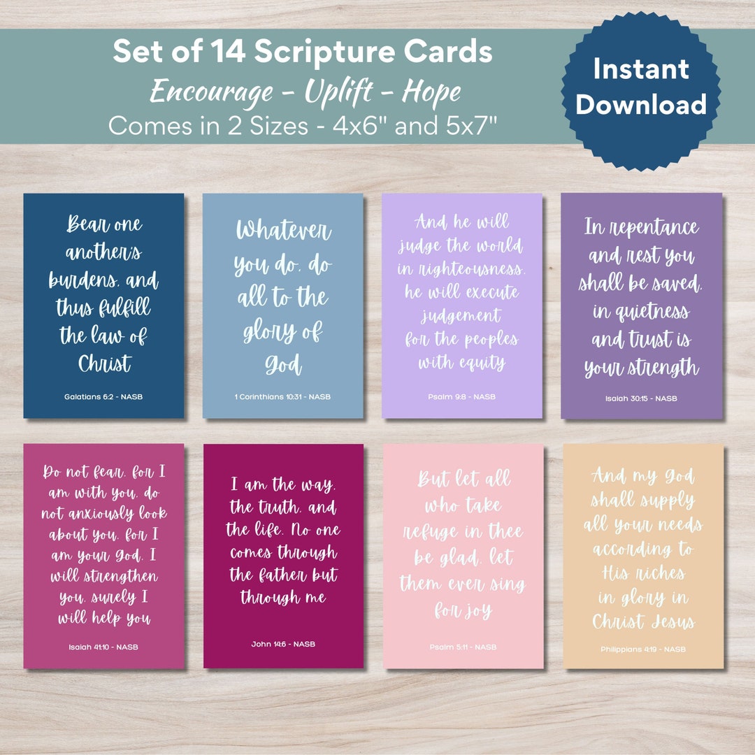 Printable Scripture Card Bible Verse Memory Card Bible Study Digital Christian Affirmation Card ...