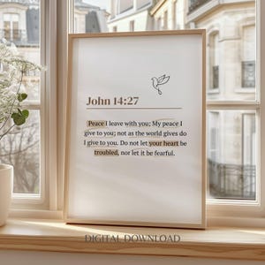 Christian Home Decor Minimalist Entryway Wall Art Scripture Simple Artwork Print Modern Bible Verse Poster Peace Friendship Gift John 14:27