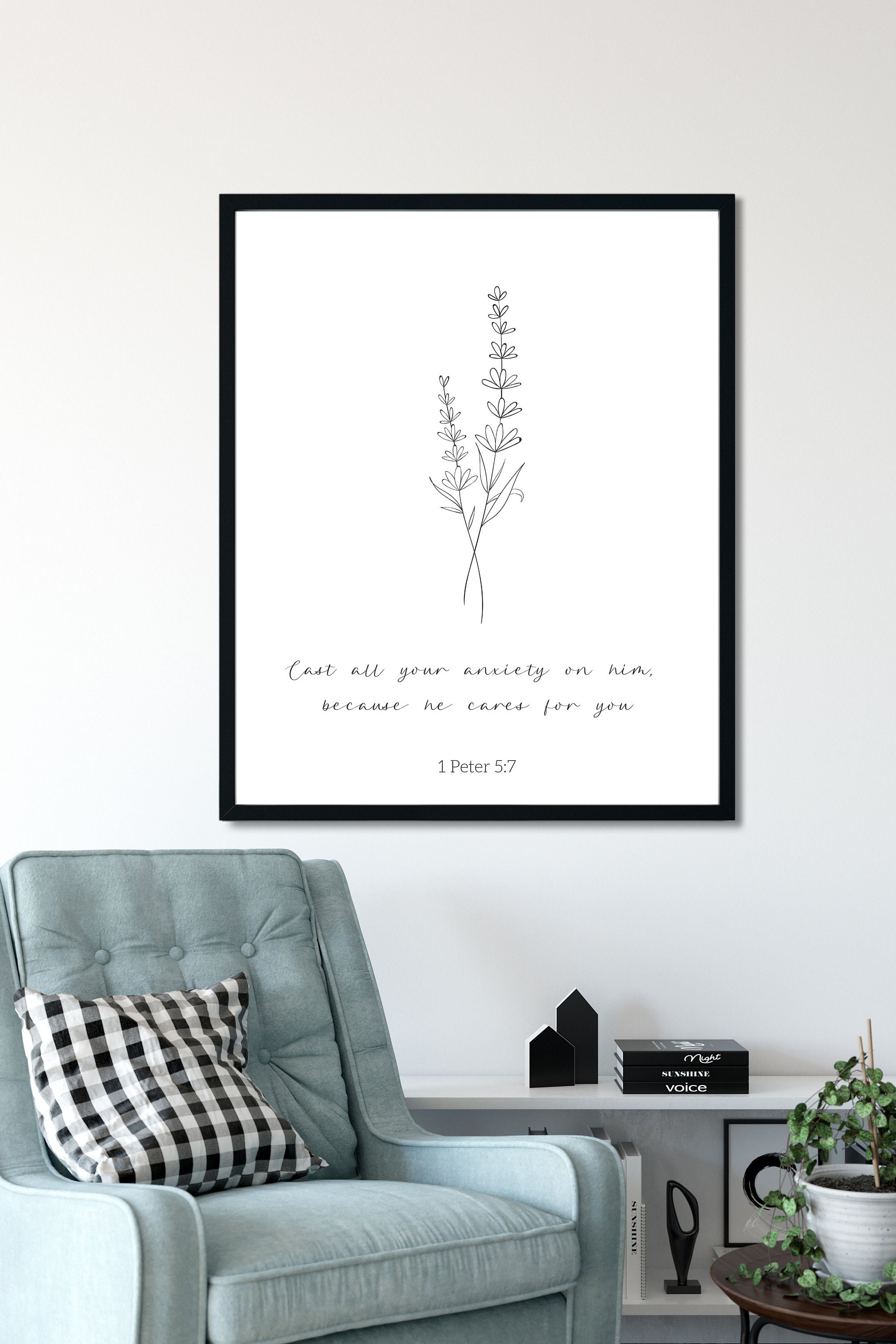 Minimalist Christian Line Art Bible Verse Print Modern Aesthetic ...
