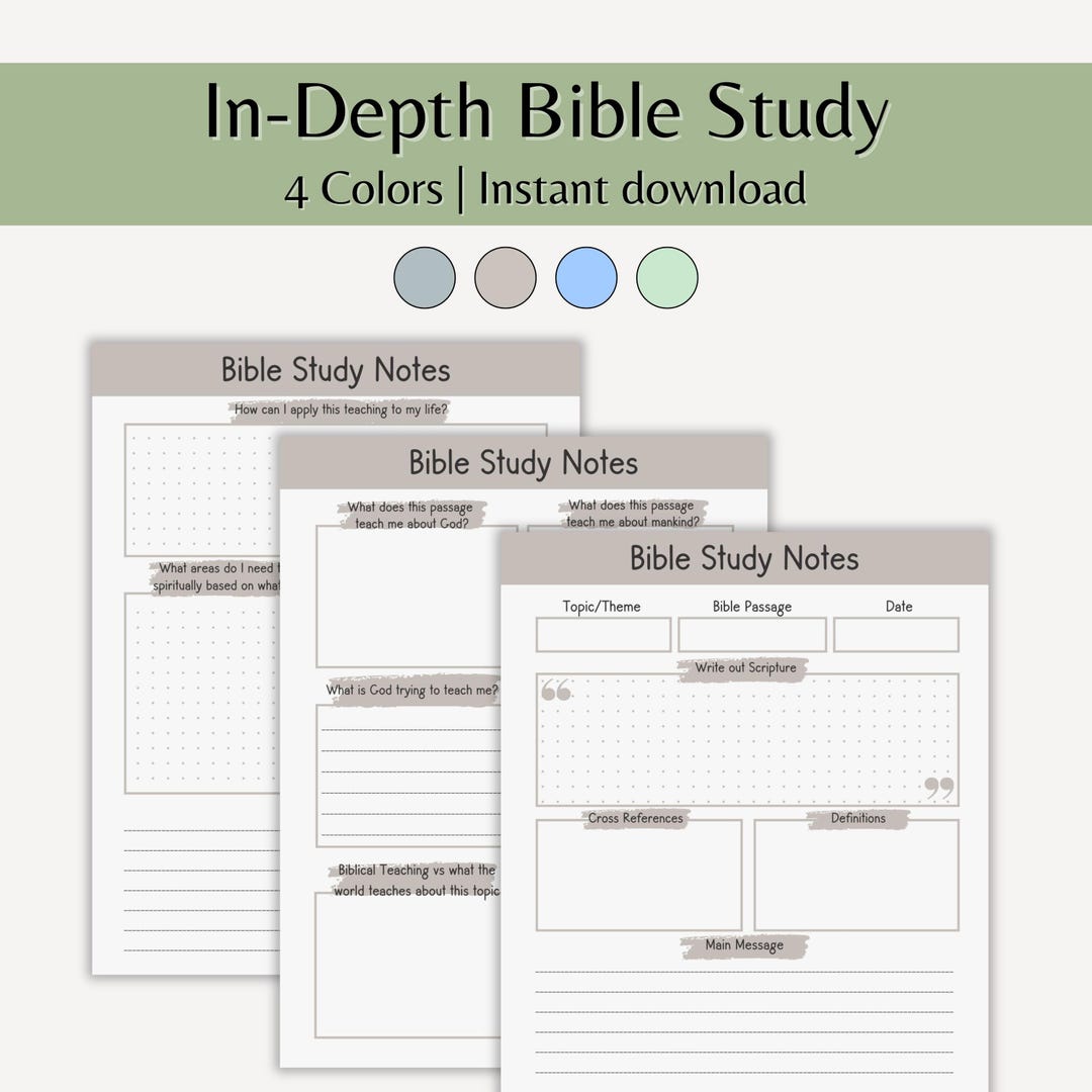Bible Study Worksheet in Depth Scripture Study Template Topical Study ...
