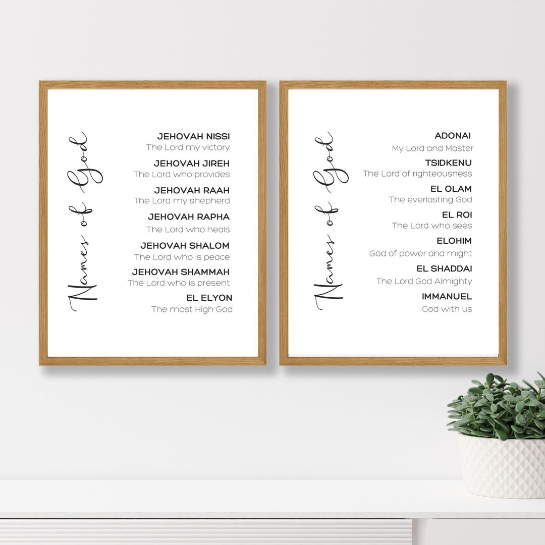 Names of God Set of 2 Wall Art Scripture Poster Living Room Decor ...