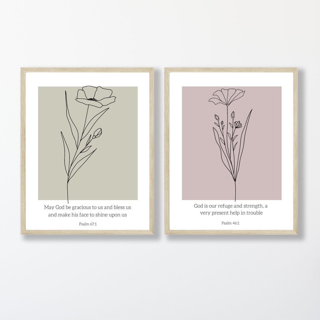 2 Piece Wall Art Bible Verse Minimalist Christian Gallery Wall Print ...