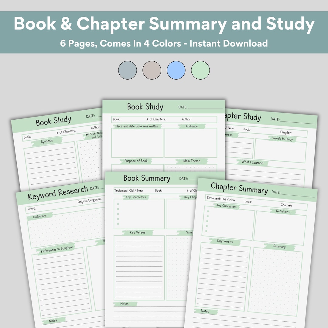 Chapter Summary Bible Study Printable Template Book Summary Christian ...