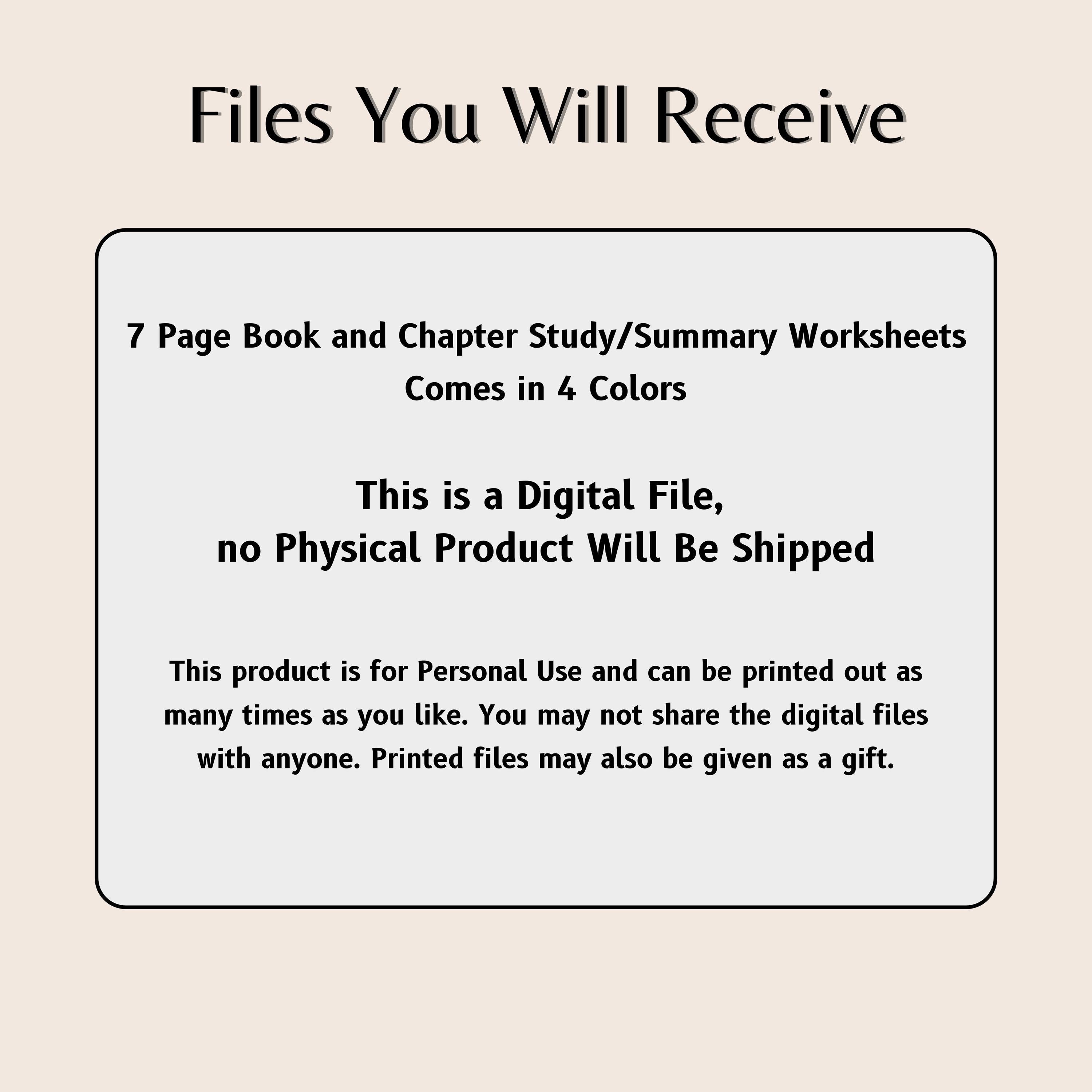 Chapter Summary Bible Study Printable Template Book Summary Christian ...
