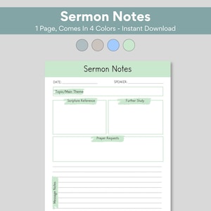 Sermon Note Printable Church Service Note Goodnotes Sermon Template Journal Sermon Notebook Digital Sermon Page Bible Study Message Note