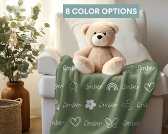 Kids Personalized Blanket For Toddler Room Throw Newborn Name Blanket Nursery Custom Comforter Newborn Announcement Blanket Gift For Parents