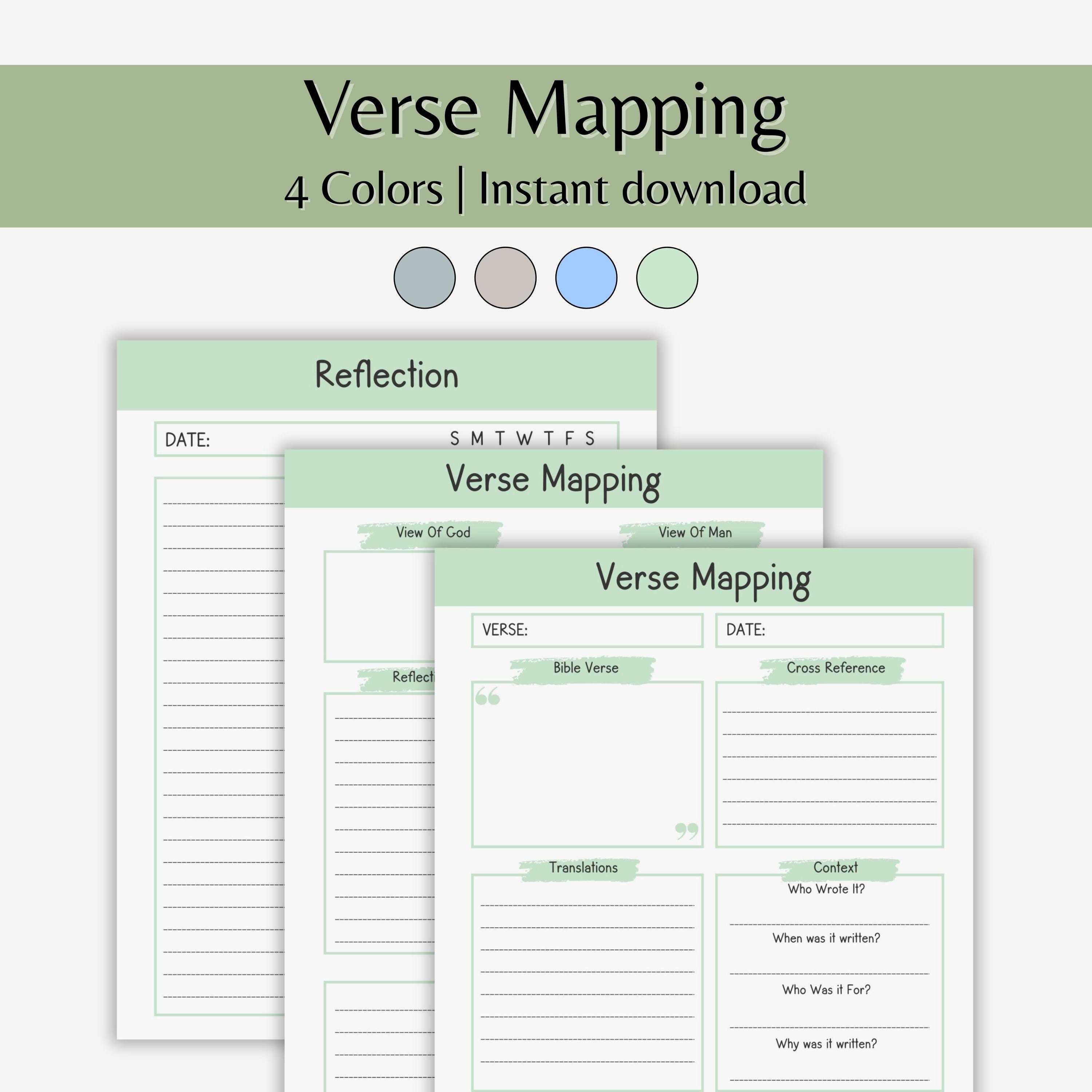 Digital Download Verse Mapping Template Bible Study Printable Bible ...