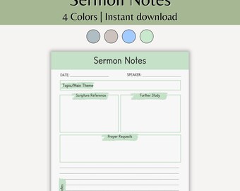 Sermon Note Printable Church Service Note Goodnotes Sermon Template Journal Sermon Notebook Digital Sermon Page Bible Study Message Note