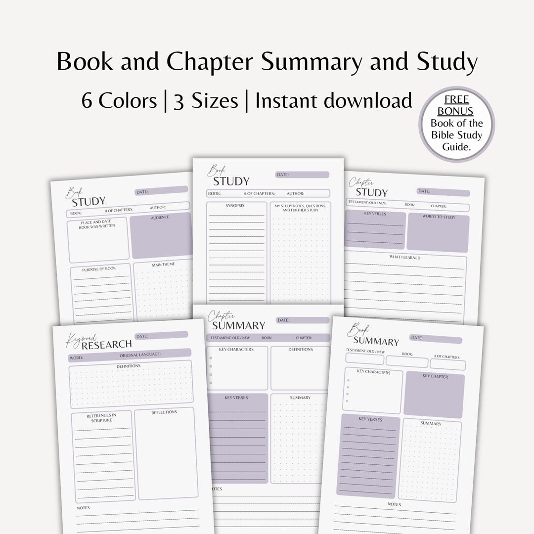 Bible Study Planner Printable Template Scripture Journal Chapter ...