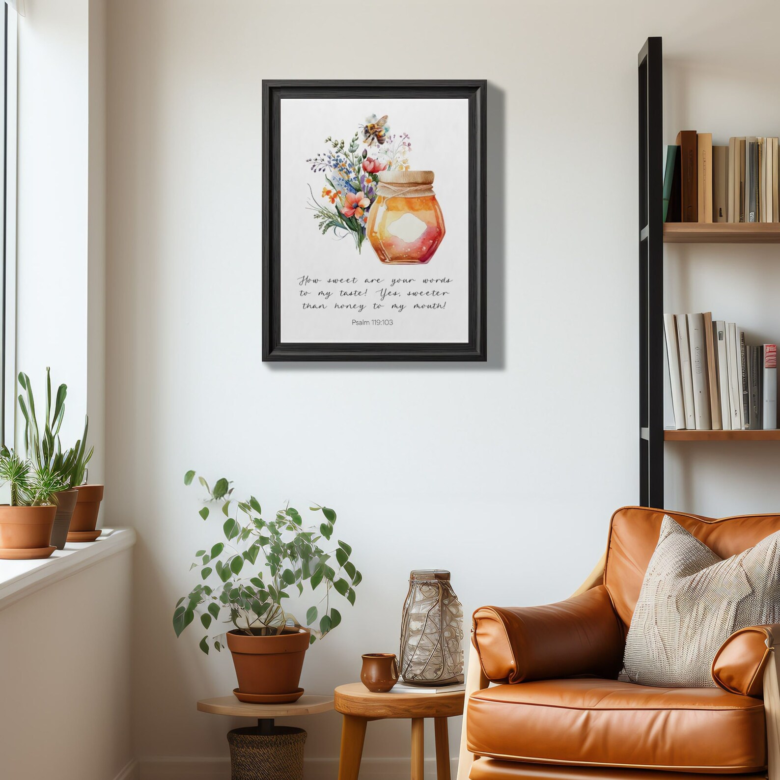 Honey Bee Bible Verse Poster Nature Honeybee Floral Wall Art Bumble Bee ...