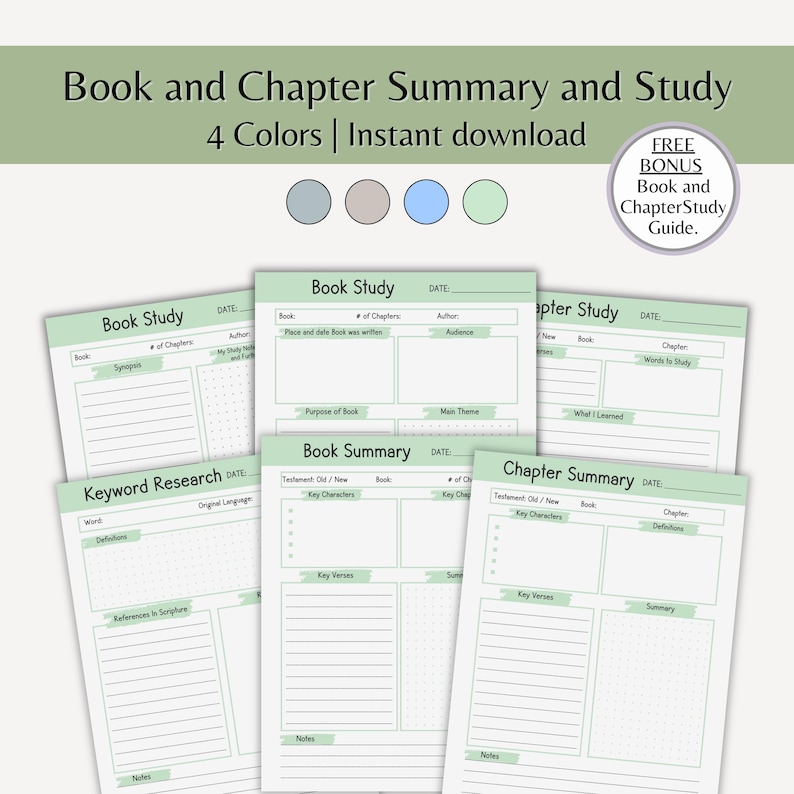 Chapter Summary Bible Study Printable Template Book Summary Christian ...