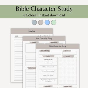 Character Bible Study Printable Template Small Group Christian Worksheet Scripture Character Digital Study Tool Bible Journaling Prayer Time