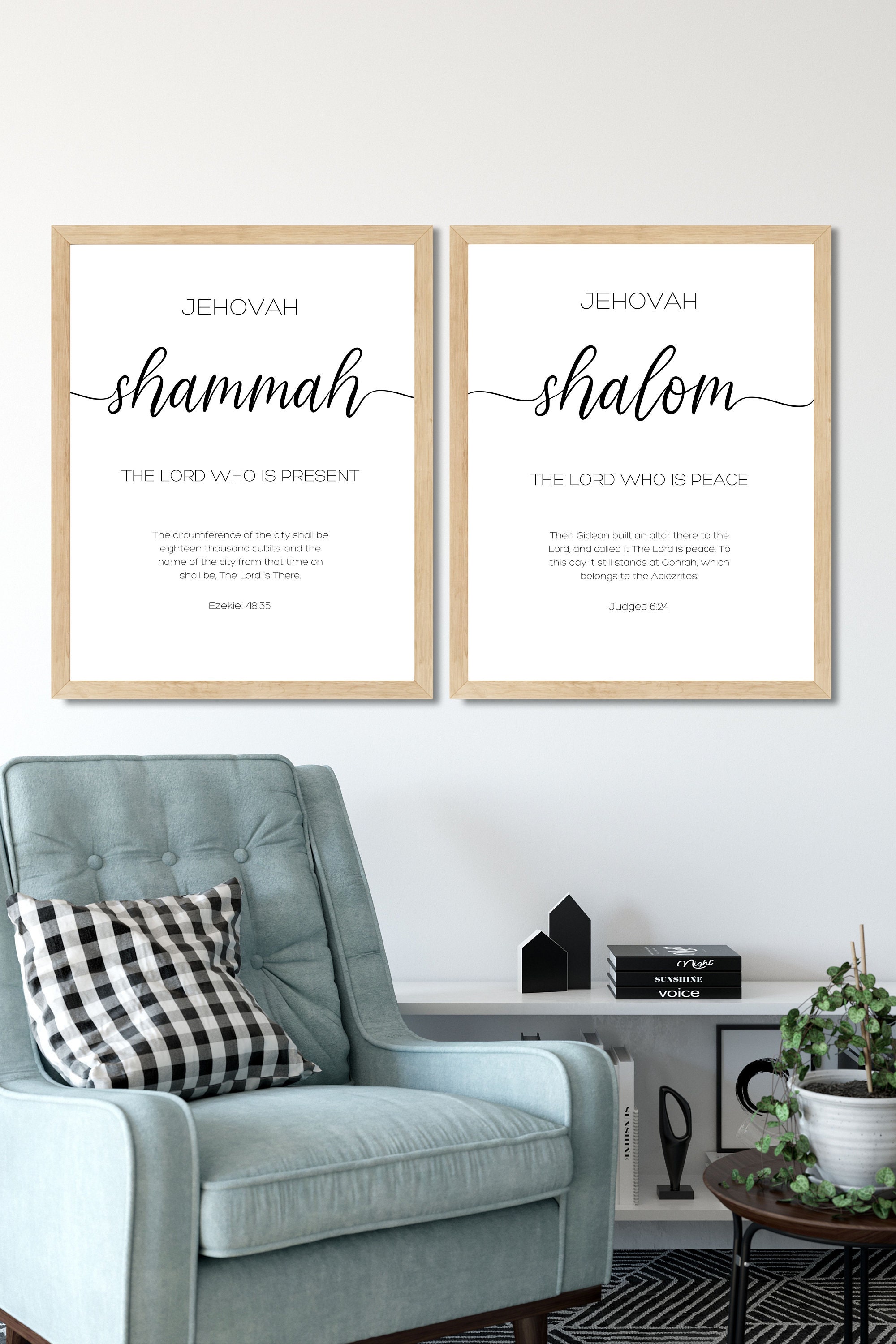 Bible Verse Gallery Names of God Set of 6 Christian Wall Art Typography ...