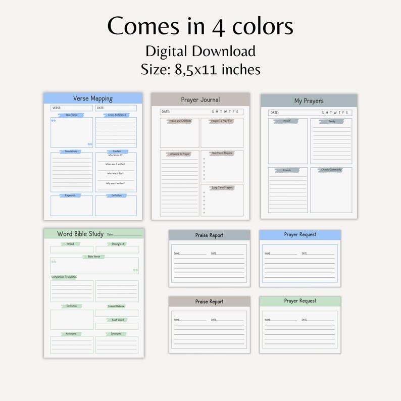 Bible Study Bundle Group Study Worksheet Printable Bible Study Guide Bible Journaling Kit Digital