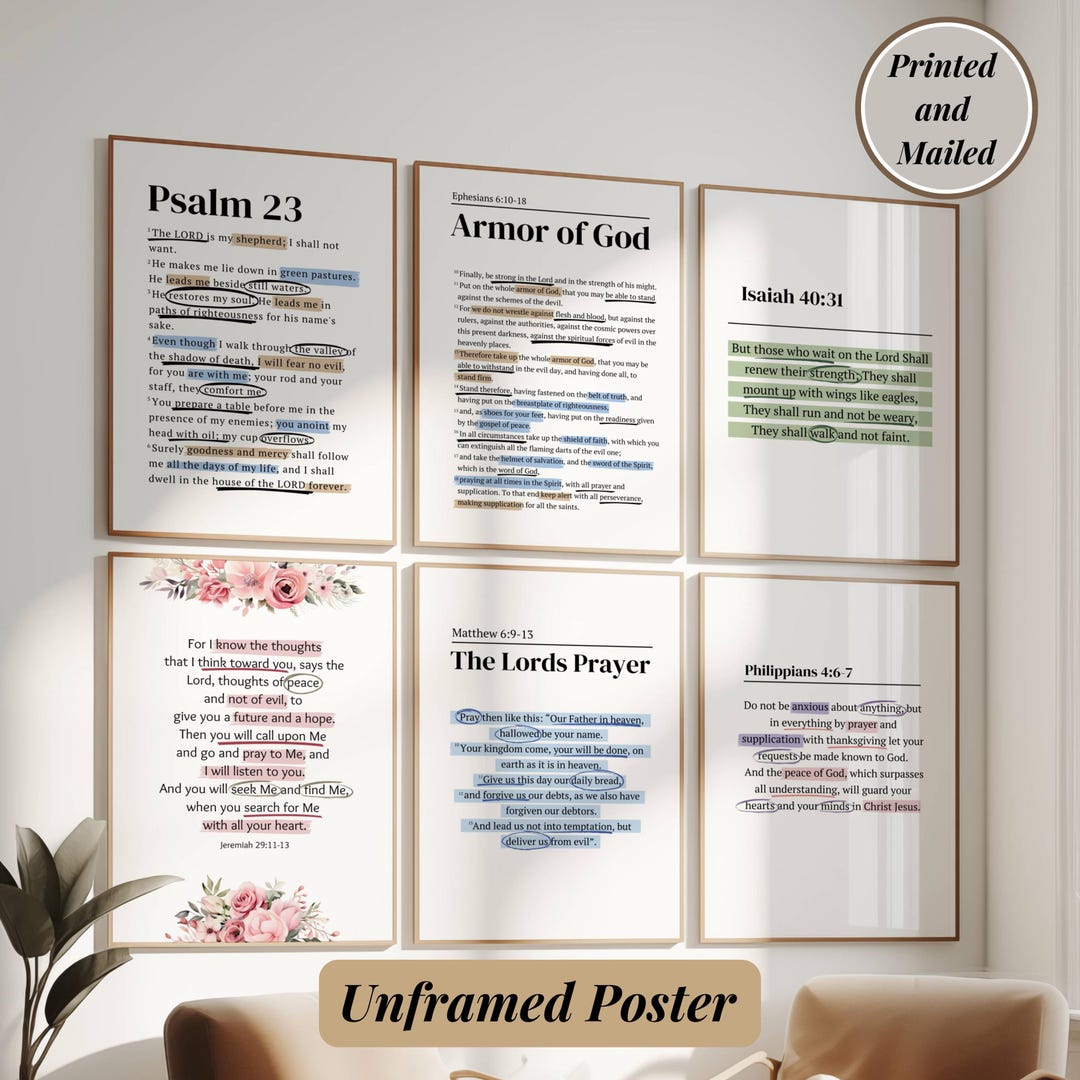 Christian Wall Art Poster Bible Verse Unframed Print Scripture Living ...