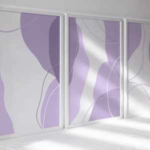 Serene Purple Wall Art Set, Digital Download, Modern, Minimalist, Boho, Purple, Cool Purple, Three Piece Wall Art, All Sizes