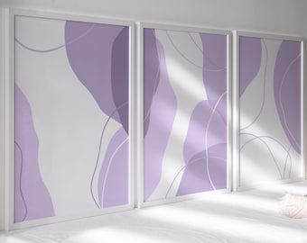 Serene Purple Abstract Wall Art Set: Modern Minimalist Decor (Digital Download)