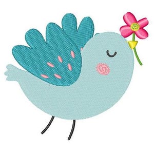 Springtime Blue Bird - Machine Embroidery Design
