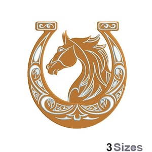 Horseshoe - Machine Embroidery Design - 3 Sizes, Horse In Horseshoe Embroidery Pattern, Horse Embroidery Design