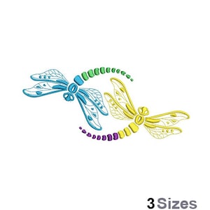 Dragonflies - Machine Embroidery Design - 3 Sizes, Two Dragonflies Embroidery Pattern, Flying Dragonfly Silhouettes Embroidery Design