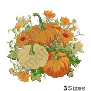Pumpkins - Machine Embroidery Design - 3 Sizes, Pumpkin Flowers Embroidery Pattern, Thanksgiving Pumpkins, Autumn Pumpkins, Pumpkin Harvest
