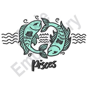 Pisces Symbol - Machine Embroidery Design, Pair Of Fishes Embroidery Pattern, Zodiac Constellation Embroidery, Astrological Sign Embroidery