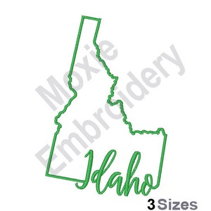 Mapa do Estado de Idaho - Design de Bordado à Máquina, Padrão de Bordado de Contorno de Mapa de Idaho, Design de Bordado de Mapa do Estado Americano, Design de Mapa do Estado de ID
