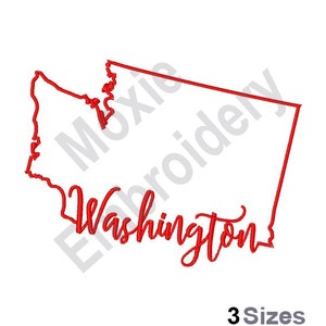 Washington State Karte - Maschinenstickerei, Washington State Karte Umriss Stickerei Muster, amerikanische Bundesstaat Stickerei, WA State Karte