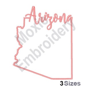 Carte de l'État de l'Arizona - motif de broderie Machine, motif de broderie contour de carte de l'Arizona, motif de broderie carte de l'État américain, conception de carte de A à Z