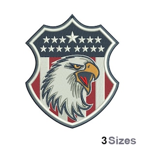 Eagle Shield - Design de bordado à máquina - 3 tamanhos, padrão de bordado de águia patriótica, design de bordado de escudo de águia americano