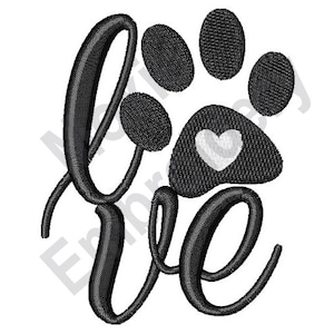Pet Love - Machine Embroidery Design, Dog Pawprints Embroidery Design, Love My Cat Embroidery Design