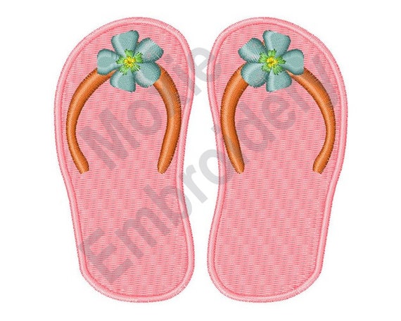 Pink Flip Flops Machine Embroidery Design Floral Flip Flops - Etsy