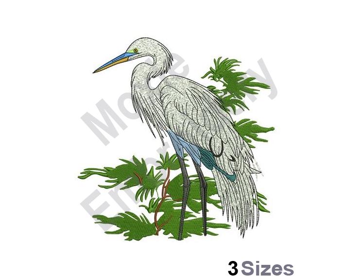 White Heron - Machine Embroidery Design - 3 Sizes, Great Egret ...
