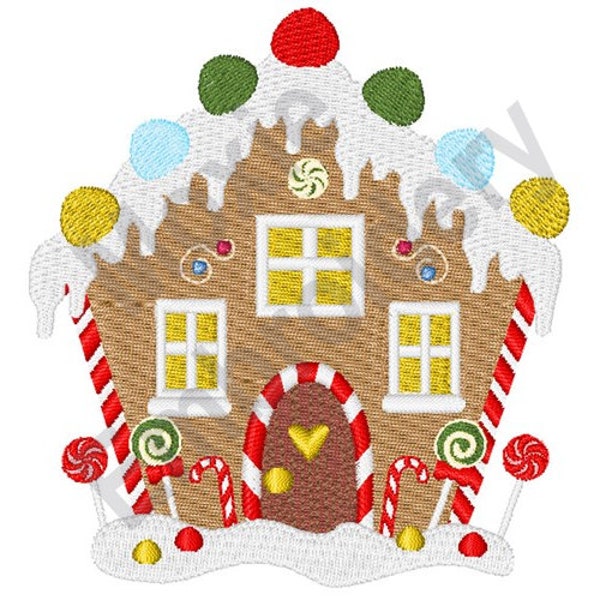 Casa de pan de jengibre - Diseño de bordado a máquina, Patrón de bordado de la casa de galletas de Navidad, Diseño de bordado casero de pan de jengibre de Navidad