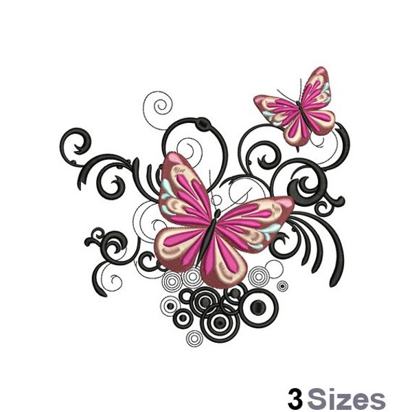 Butterflies - Machine Embroidery Design - 3 Sizes, Decorative Butterflies Embroidery Pattern, Spring Butterfly Decor Embroidery Design