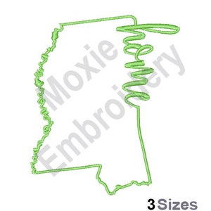 Mississippi Home - Machine Embroidery Design, Mississippi State Map Outline, Mississippi Embroidery Pattern, American State, USA State Map