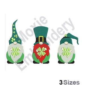 Shamrock Gnomes - Machine Embroidery Design - 3 Sizes